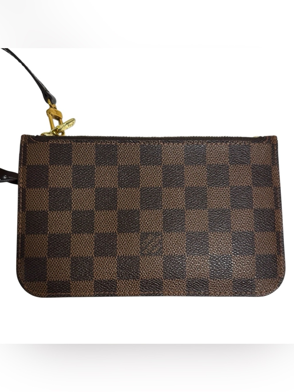 Louis Vuitton Damier Ebene Canvas & Leather Wristlet with Red Interior - Picture 11 of 14